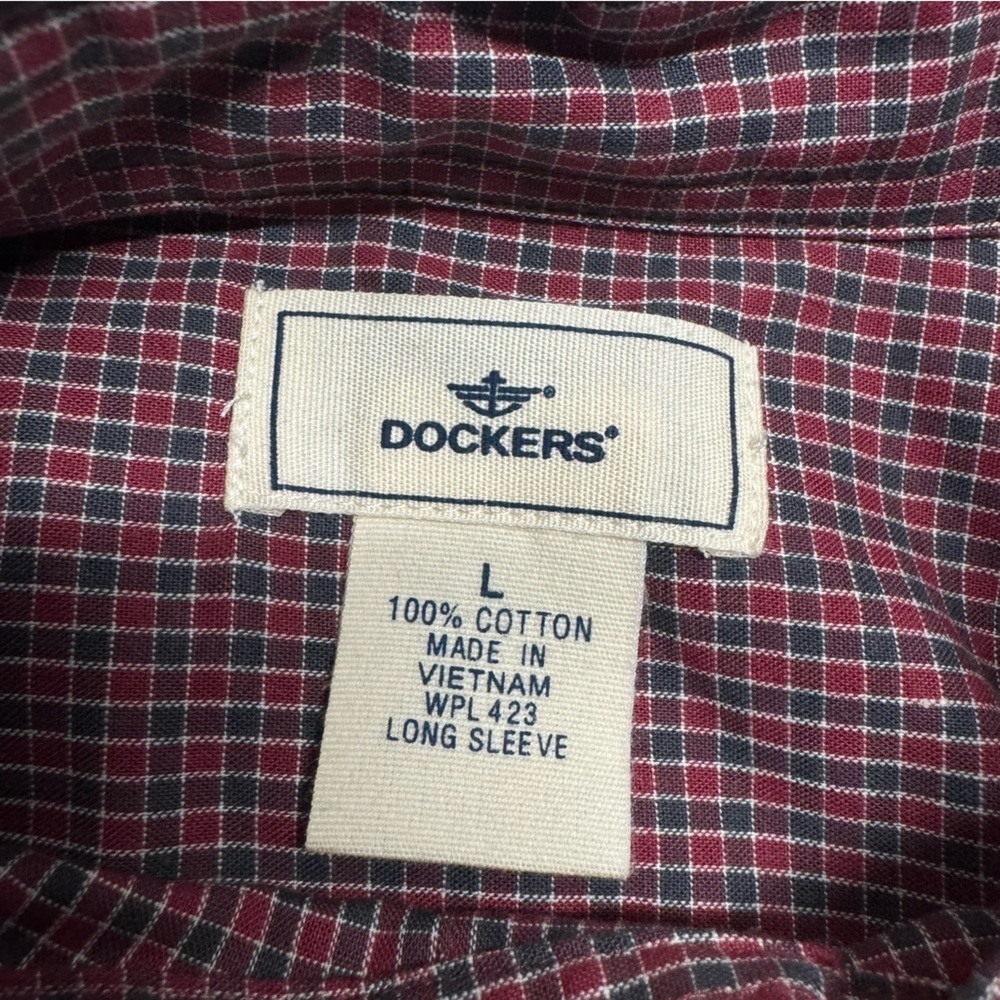 Dockers Red Long Sleeve Button Down Shirt 100% Cotton Size L - Picture 4 of 7